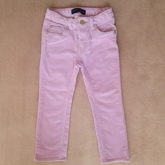 Levi's Girl Purple Pink Courduroy Slim Straight Fit Pants Size 3T - Picture 1 of 5